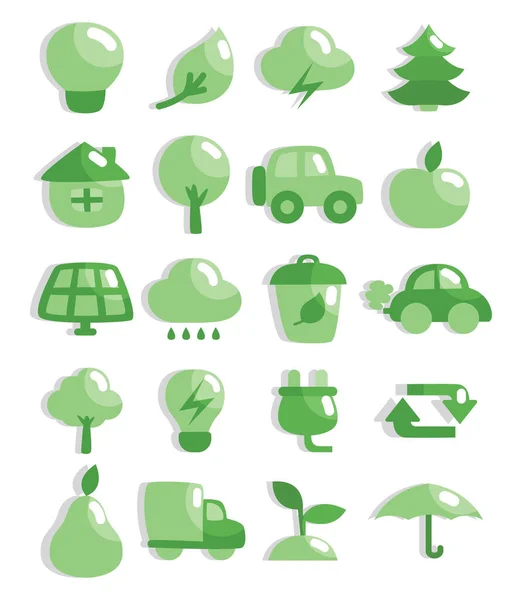 Set Icone Ecologia Illustrazione Icona Vettore Sfondo Bianco — Vettoriale Stock