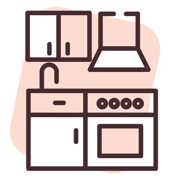 Έπιπλα Κουζίνα Εικόνα Εικονίδιο Διάνυσμα Λευκό Φόντο — Διανυσματικό Αρχείο