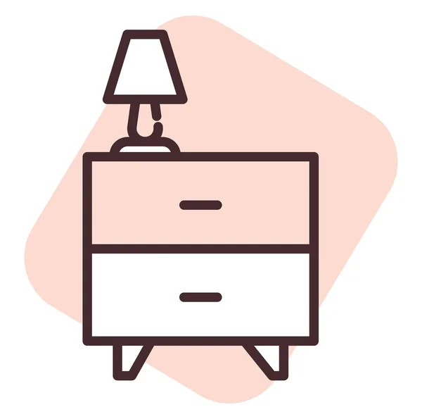 Furniture Bedside Table Illustration Icon Vector White Background — Stock Vector