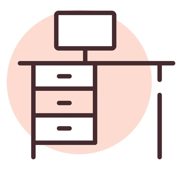 Furniture Desk Illustration Icon Vector White Background — Stock Vector