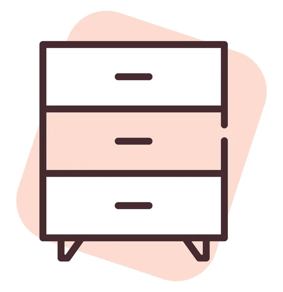 Furniture Dresser Illustration Icon Vector White Background — Stock Vector