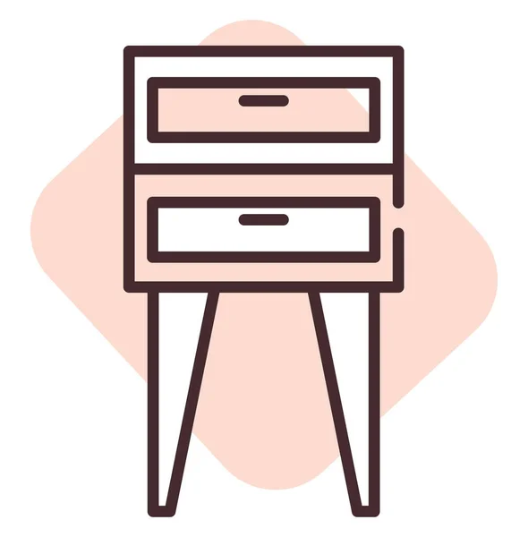 Furniture Bedside Table Illustration Icon Vector White Background — Stock Vector