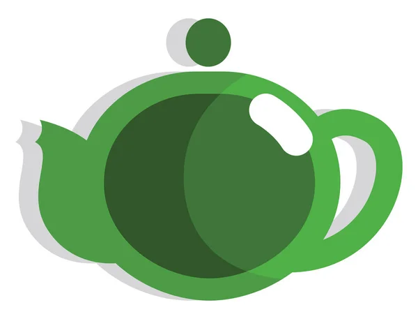 Bule Chá Verde Ilustração Ícone Vetor Fundo Branco — Vetor de Stock