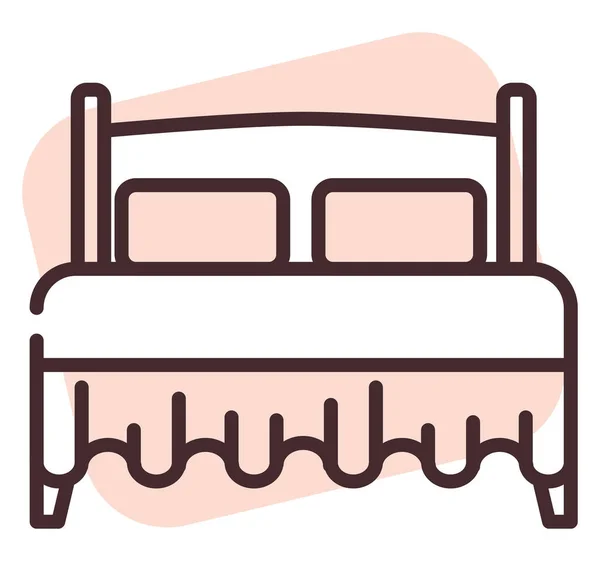 Home Textile Double Sized Bed Illustration Icon Vector White Background — Stock Vector