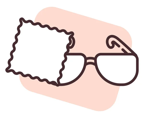 家用纺织品眼镜清洁布 图解或图标 白色背景上的载体 — 图库矢量图片