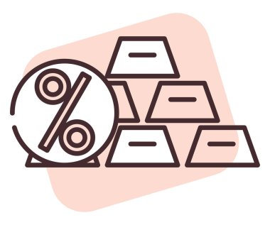 Yüzde kredisi, illüstrasyon veya simge, beyaz arkaplan üzerindeki vektör.