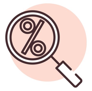 Yüzde araması, illüstrasyon veya simge, beyaz arkaplan üzerindeki vektör.