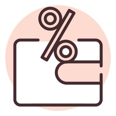 Yüzdelik cüzdan, illüstrasyon veya simge, beyaz arkaplan üzerindeki vektör.