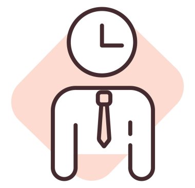 Takım çalışma saati, illüstrasyon veya simge, beyaz arkaplan üzerindeki vektör.