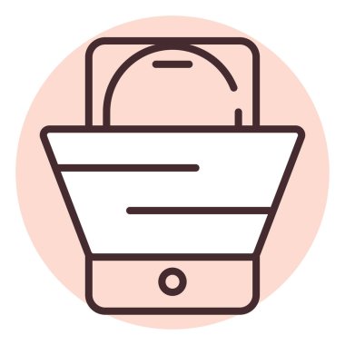 Çevrimiçi sevkiyat mobil, illüstrasyon veya simge, beyaz arkaplan üzerindeki vektör.