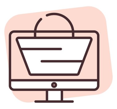 Çevrimiçi sevkiyat süpermarketi, illüstrasyon veya simge, beyaz arkaplan üzerindeki vektör.