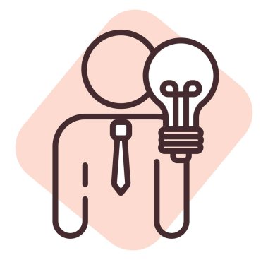 İnsanların kişisel fikri, illüstrasyon veya simge, beyaz arkaplan üzerindeki vektör.