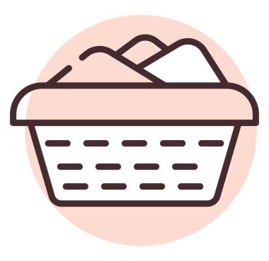 Temizleme sepeti, illüstrasyon veya simge, beyaz arkaplan üzerindeki vektör.