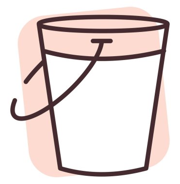 Temizlik kovası, illüstrasyon veya simge, beyaz arkaplanda vektör.