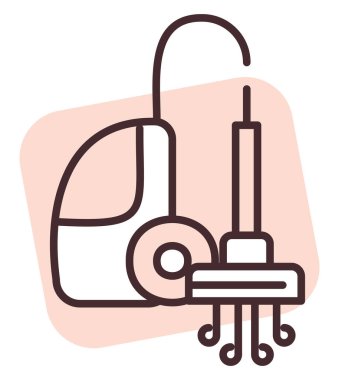 Temizlik makinesi, illüstrasyon veya simge, beyaz arkaplan üzerindeki vektör.