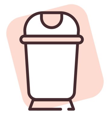 Temizlik işleri çöp kutusu, illüstrasyon veya simge, beyaz arkaplan üzerindeki vektör.