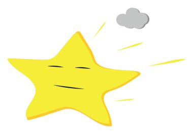 Buluttaki yıldız, illüstrasyon veya simge, beyaz arkaplan üzerindeki vektör.