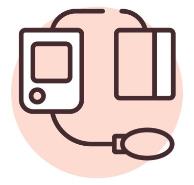 Kan basıncı aygıtı, illüstrasyon veya simge, beyaz arkaplan üzerindeki vektör.