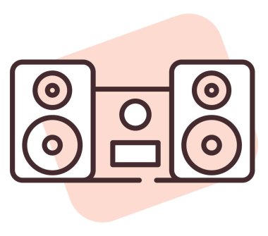 Teknoloji hoparlörleri, illüstrasyon veya simge, beyaz arkaplan üzerindeki vektör.