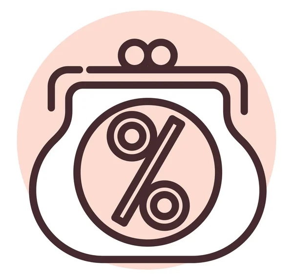 Porcentaje Préstamo Billetera Ilustración Icono Vector Sobre Fondo Blanco — Vector de stock