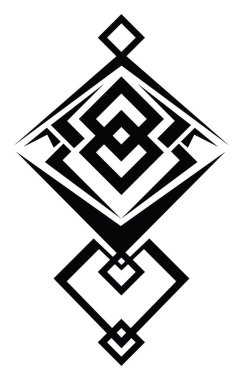 Rhombus dövmesi, dövme çizimi, beyaz arkaplanda vektör..