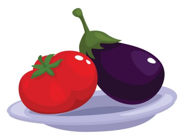 Masadaki sebzeler, illüstrasyon, beyaz arkaplandaki vektör.