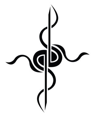 Tıbbi haç dövmesi, dövme çizimi, beyaz arka planda vektör..