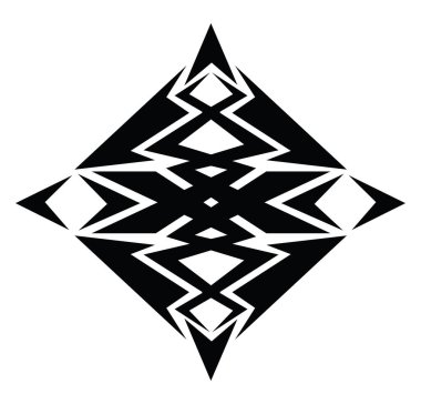 Siyah süs dövmesi, dövme çizimi, beyaz arkaplanda vektör..