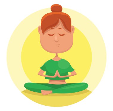 Yoga yapan kız, illüstrasyon, beyaz arka planda vektör..
