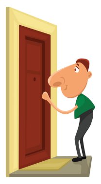 Misafir kapıyı çalıyor, illüstrasyon, beyaz arka planda vektör..