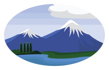 Ararat Dağı, illüstrasyon, beyaz arkaplandaki vektör.