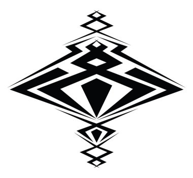 Siyah soyut dövme, dövme çizimi, beyaz arkaplanda vektör..