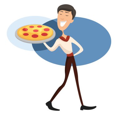 Pizzacı çocuk, illüstrasyon, beyaz arka planda vektör..