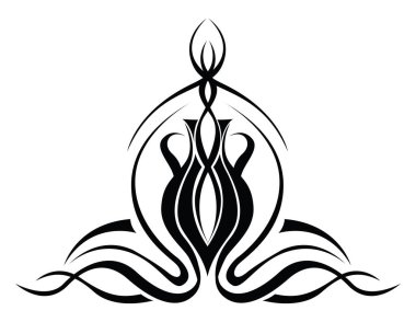 Su şeklinde dövme, dövme çizimi, beyaz arkaplanda vektör..