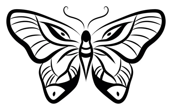 Tatuaggio Farfalla Illustrazione Vettore Sfondo Bianco — Vettoriale Stock