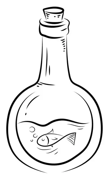 Fish Bottle Tattoo Illustration Vector White Background — Stock Vector