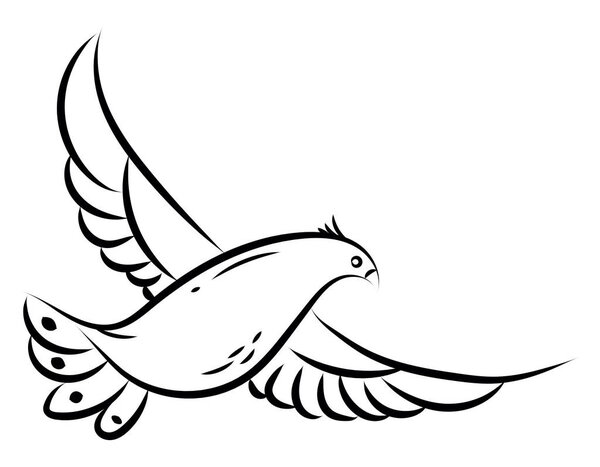 Flying bird tattoo, illustration, vector on a white background.