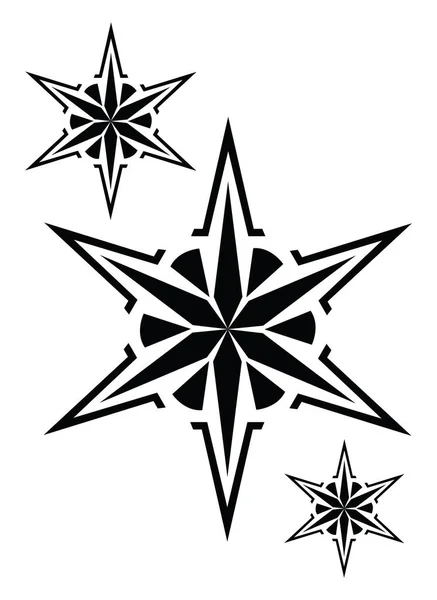 Estrellas Tatuaje Tatuaje Ilustración Vector Sobre Fondo Blanco — Vector de stock