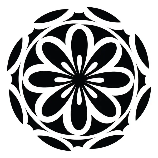 Круглый Цветок Татуировка Татуировка Вектор Белом Фоне — стоковый вектор