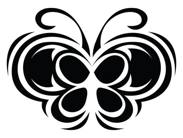 Zwarte Vlinder Tatoeage Tattoo Illustratie Vector Een Witte Achtergrond — Stockvector