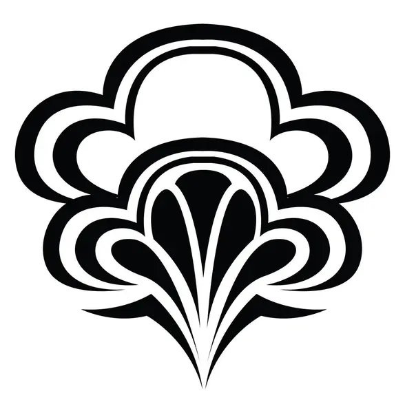 Черный Цветок Татуировка Татуировка Вектор Белом Фоне — стоковый вектор