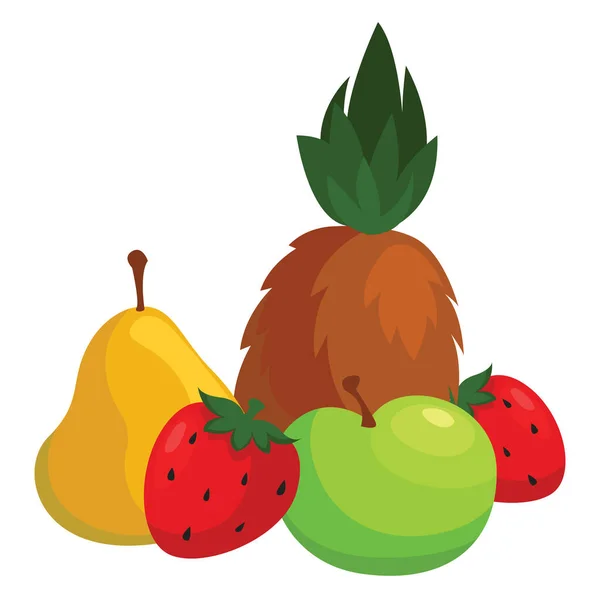 Frutas Verão Ilustração Vetor Sobre Fundo Branco — Vetor de Stock