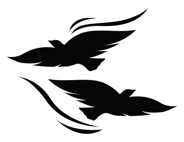 Две Птицы Летают Татуировкой Татуировка Вектор Белом Фоне — стоковый вектор