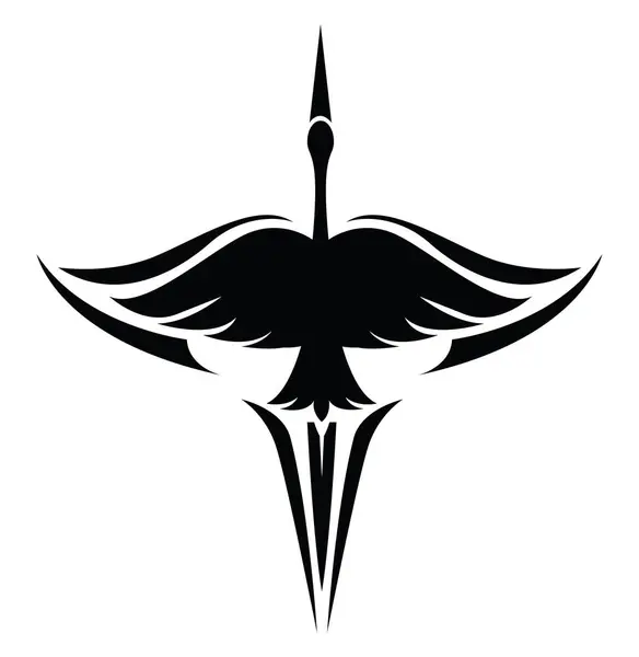 Большая Татуировка Черной Птицы Татуировка Вектор Белом Фоне — стоковый вектор