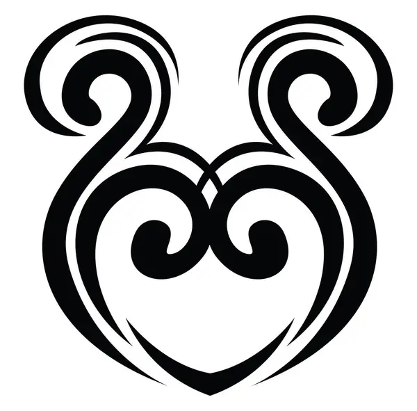 Ornamento Forma Tatuagem Coração Ilustração Tatuagem Vetor Fundo Branco — Vetor de Stock