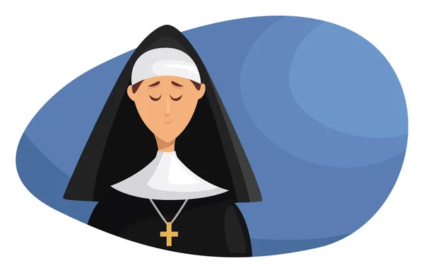 stock vector Nun with cross, illustration, vector on a white background.