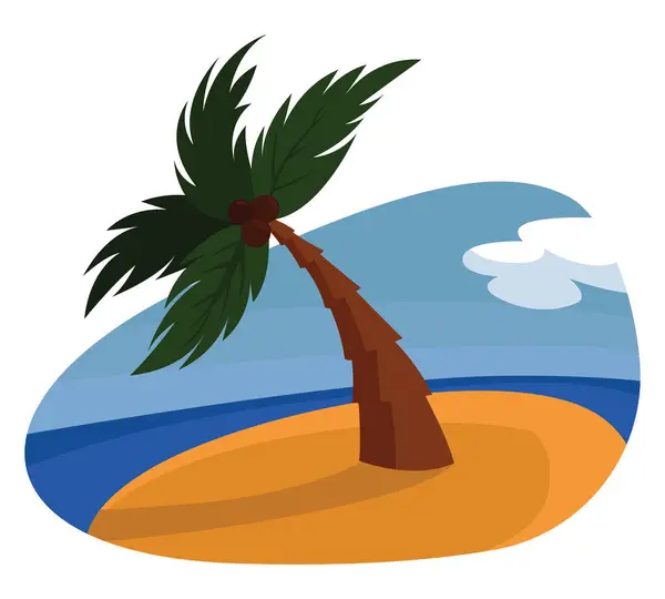 Palm Een Eiland Illustratie Vector Een Witte Achtergrond — Stockvector