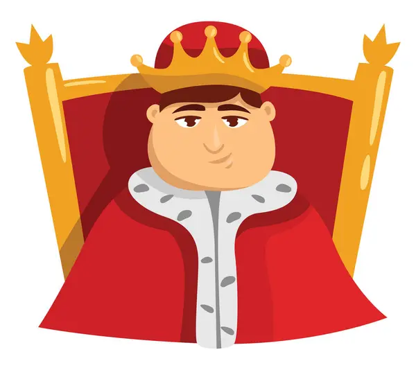Koning Zittend Troon Illustratie Vector Een Witte Achtergrond — Stockvector