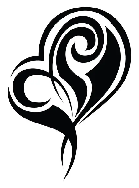 Tatouage Coeur Noir Illustration Tatouage Vecteur Sur Fond Blanc — Image vectorielle