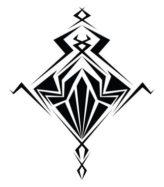 Siyah soyut dövme, dövme çizimi, beyaz arkaplanda vektör..